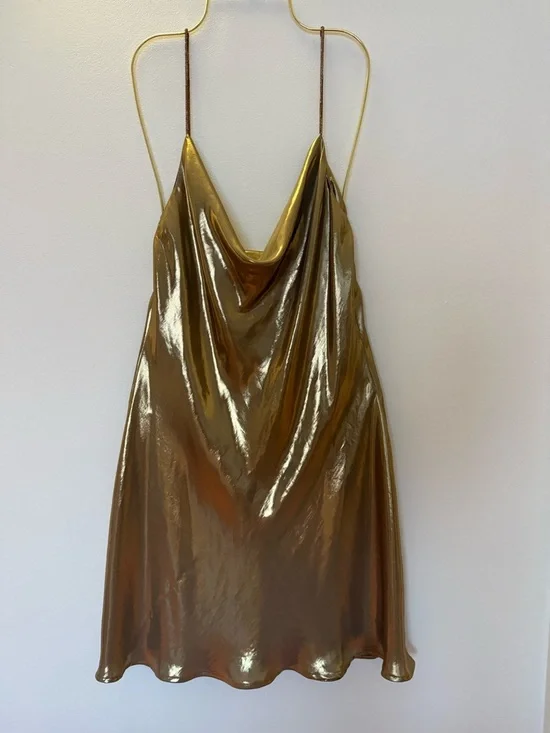 Zara Gold Metallic Slip Dress - Picture 3 of 3